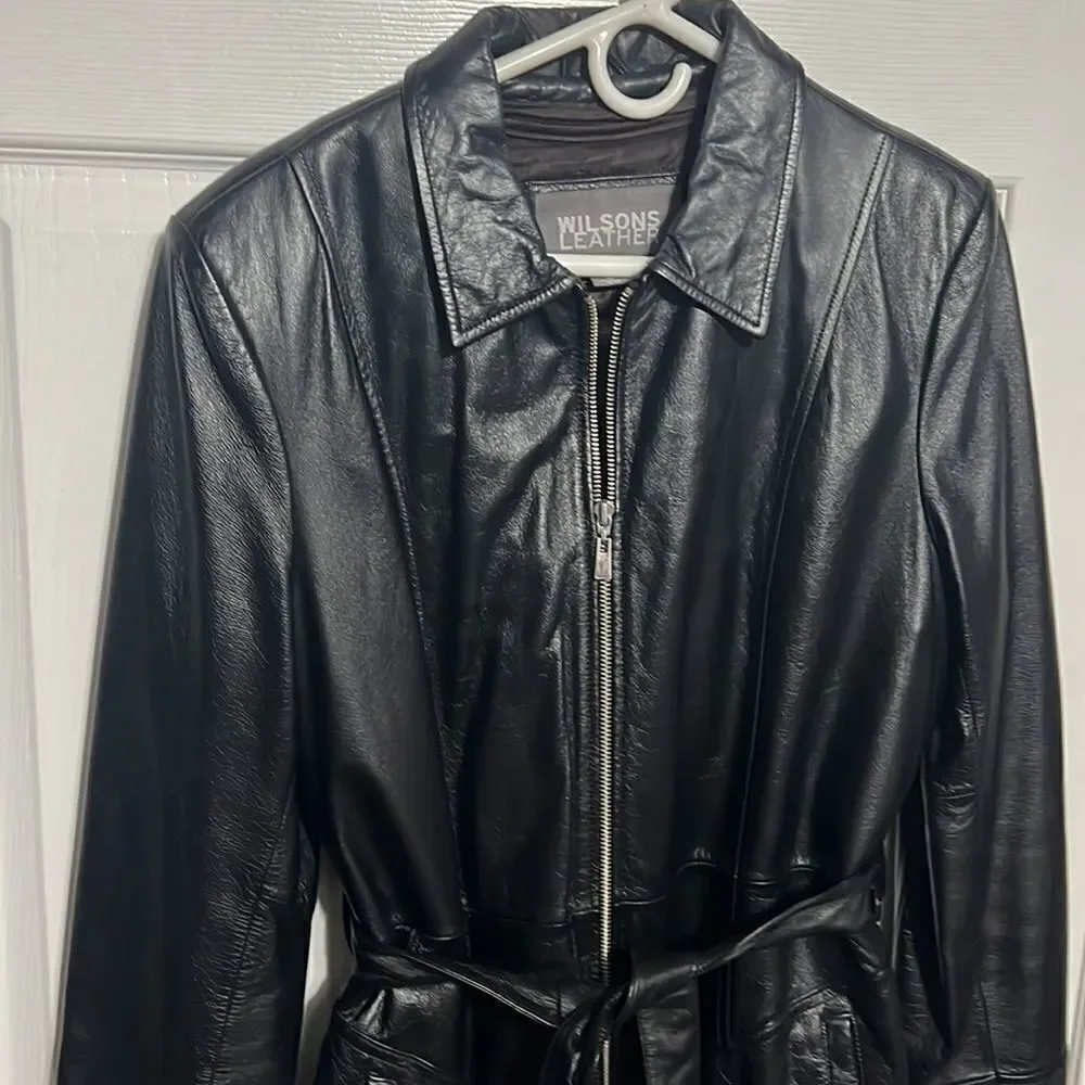 🔥🔥 WILSONS LEATHER Women’s Black Leather Jacket Thinsulate Zip Removable Liner